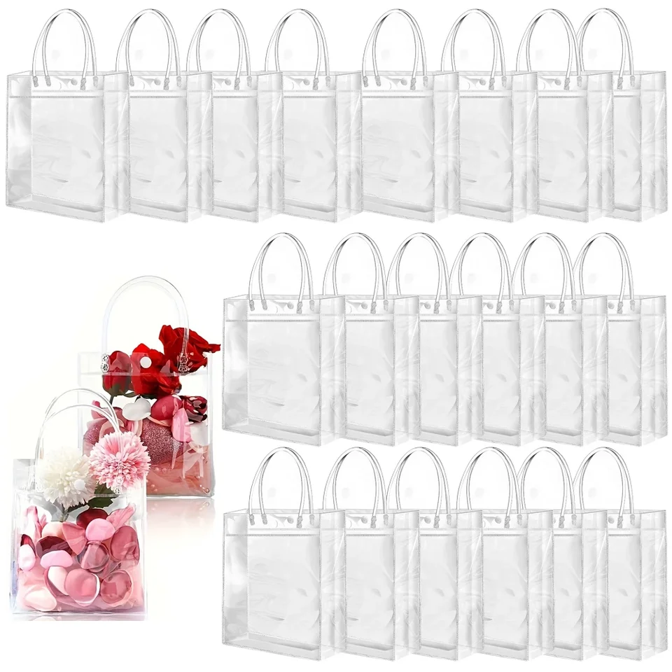 5ks Priehľadné darčekové tašky Svadobné darčekové obaly s krabičkami s rukoväťami číry plastový darčekový tašky PVC Shopping Bag Party uprednostňuje