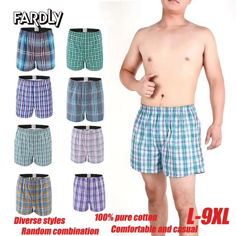 5ks Pánske spodné prádlo Pure Cotton Pánske šortky priedušné šatne tkané boxerky pánske spodné prádlo plus veľkosti pyžamy spánok