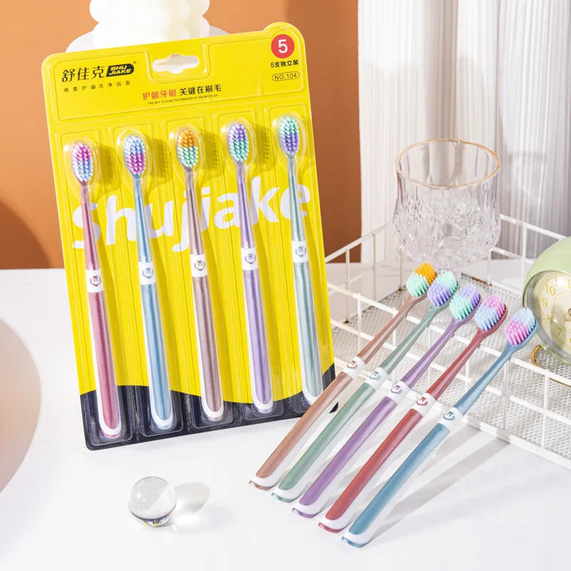 5ks rodina Set zubná kefka mäkké štetiny Premium zubná kefka 10 000 štetín super mäkké bambusové uhlie nano zubná kefka Oral Care