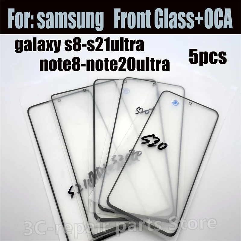 5ks s OCA Touch Screen LCD LCD predný vonkajší sklenený objektív pre Samsung Galaxy S8 S9 Plus S10 5G S20 S20ultra S21 Ultra poznámka 8 9 10 20