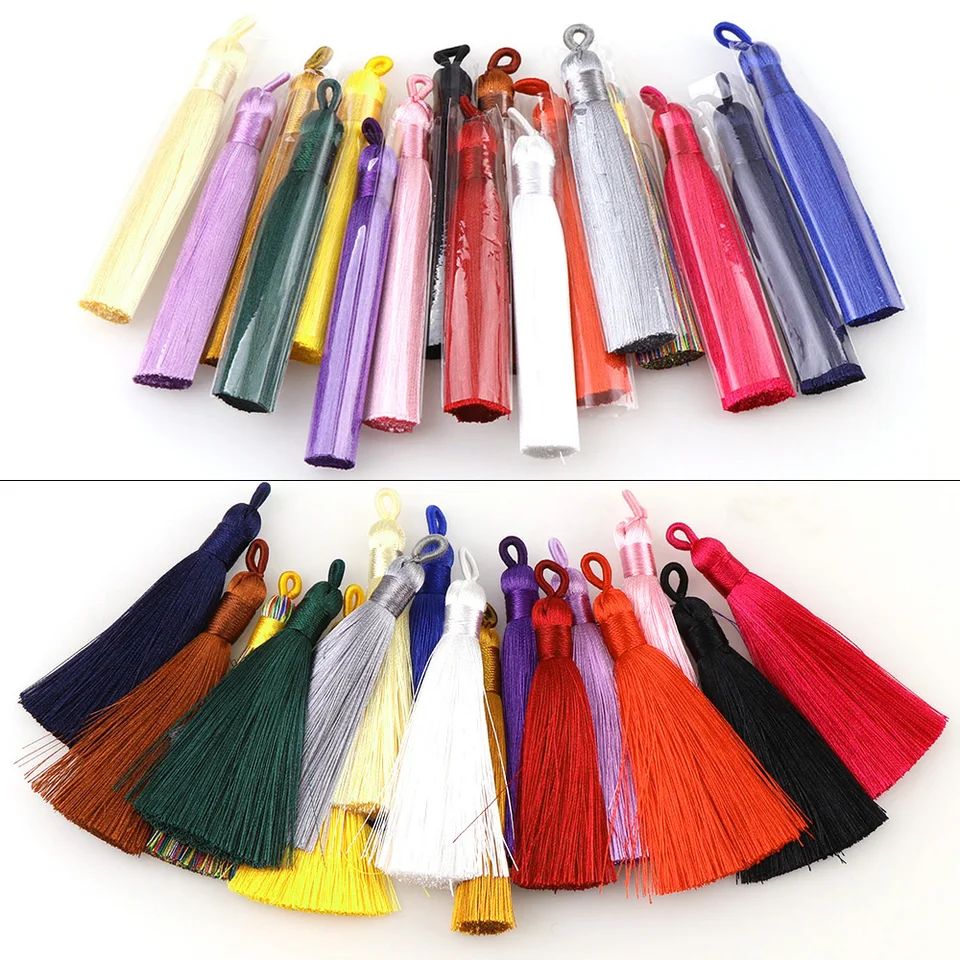5ks/set 80 mm dlhá zmes farebná bavlnená hodvábna strapica s otvorom kefou na náušnice Satin Satin Satin Sathels Dámske šperky DIY šperky