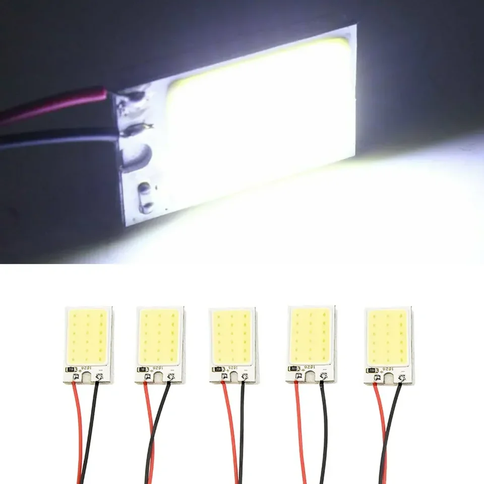 5ks/set biely cob 18 LED ploché auto interiér Dome Žiarovka T10 Festoon 12v lampa 31mm ~ 39mm festoon 192 193 259 280 285 447 464 555 558