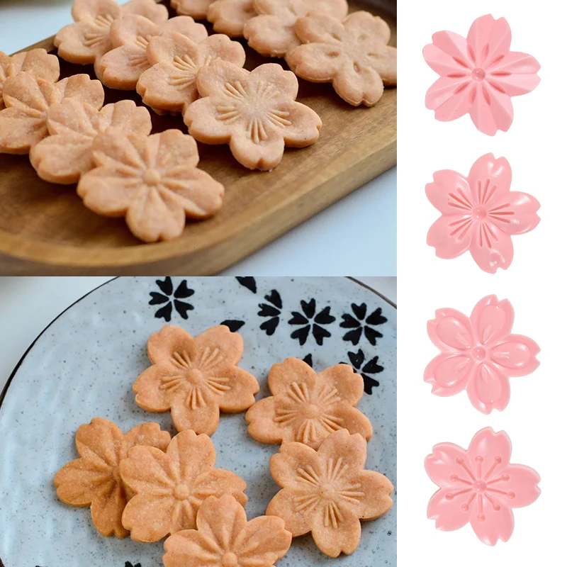 5ks/set Cherry Blossom Flower Cookie Fold Stamp Biscuit Cutter DIY kvetinové mesačné maese