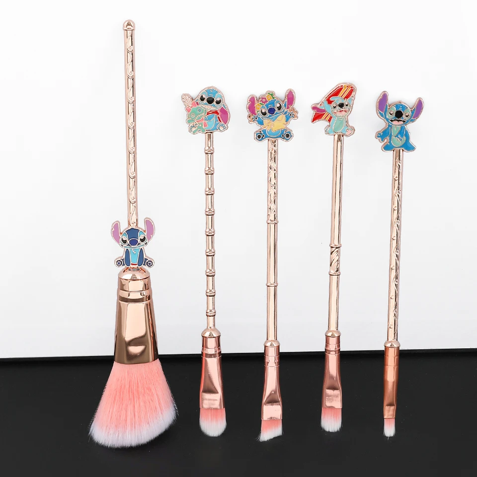 5ks/set Disney Cartoon Lilo & Stitch Make -up Brush Cute Stitch práškovú kefu prenosné prenosné pre kefu pre hračky Cosplay