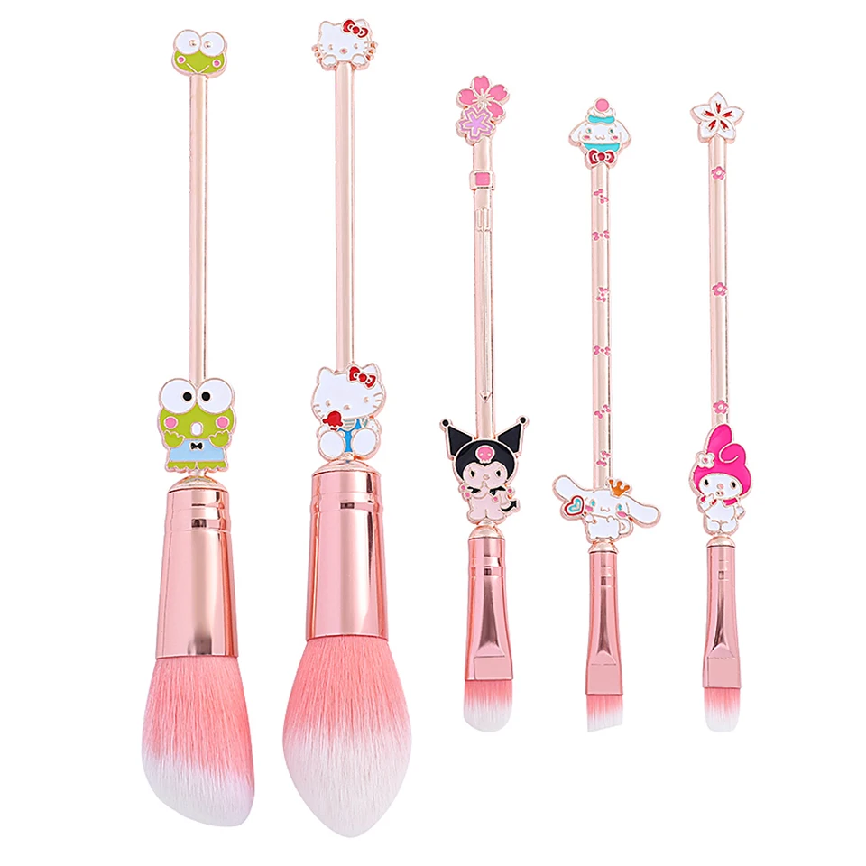 5ks/set Hello Kitty Makeup Brush Kawaii Kuromi My Melody Cinnamoroll Cartoon Character Cosplay prop make -up kefy