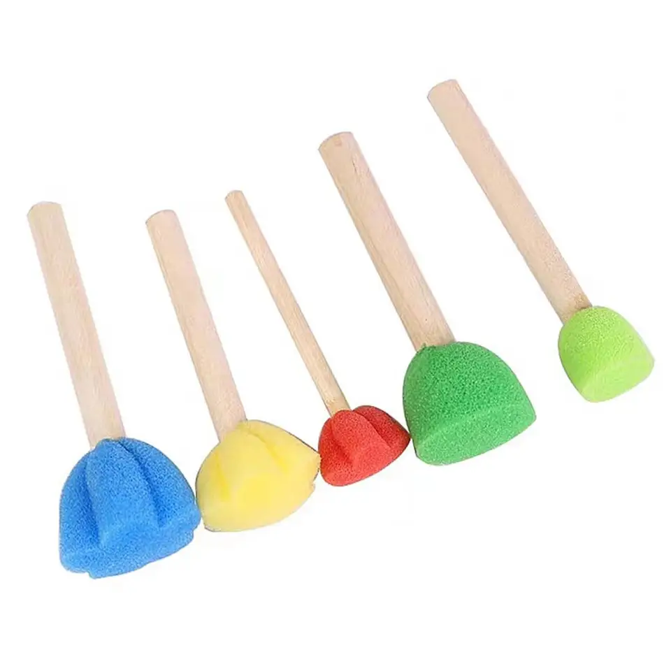 5ks/set maľba špongia s pečiatkou DIY maľba šablón drevená rukoväť pre deti maľba šablón