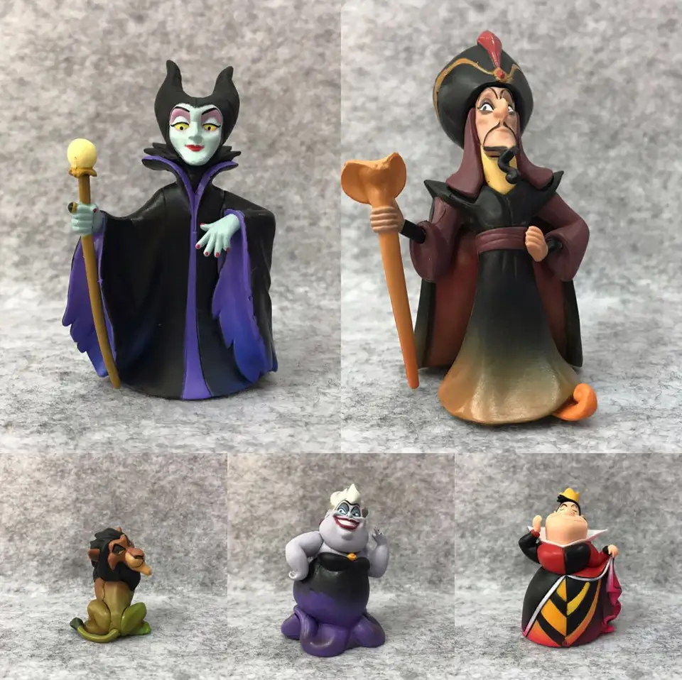 5ks/set princezná postava Zlá opičia tiger lev lev a jeho lampa Mermaid Clown Fish PVC akčné figuríny modely hračky bábiky