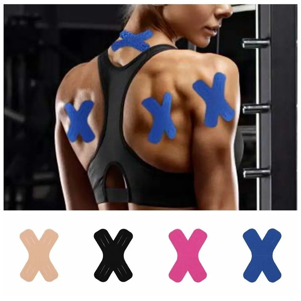 5ks/set Športová ochrana športového svalového zátknutia poranenia X Tvar Fitness svalová páska lakťové lakťové vankúšiky vodotesné