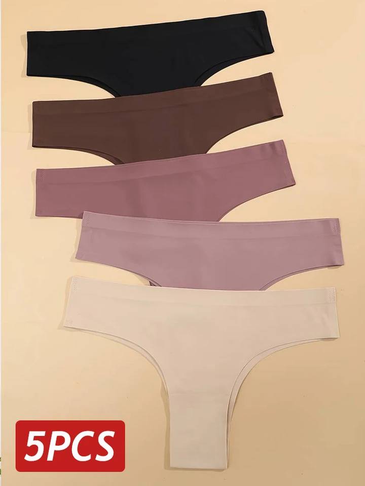 5ks/set Ženy bezšvové nohavičky Mastá farba ľadové hodváb brazílske nohavičky Maillard Color Underwear Sexy Low Rise Soft Lingerie S-XL