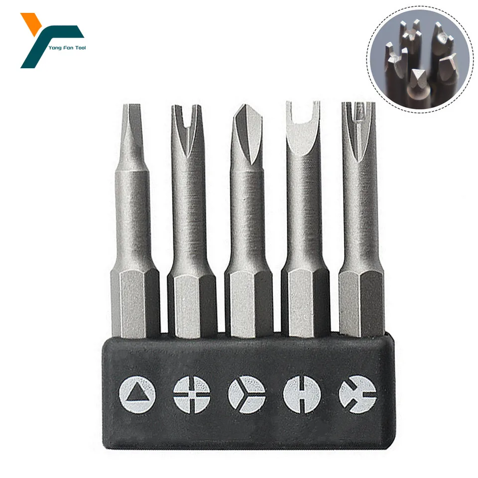 5ks skrutkovacie bity set trojuholníka yu tri štyri body 1/4 '' hex stopka 50 mm vŕtačka vetru Magnetická hlava skrutkovacia kľúče