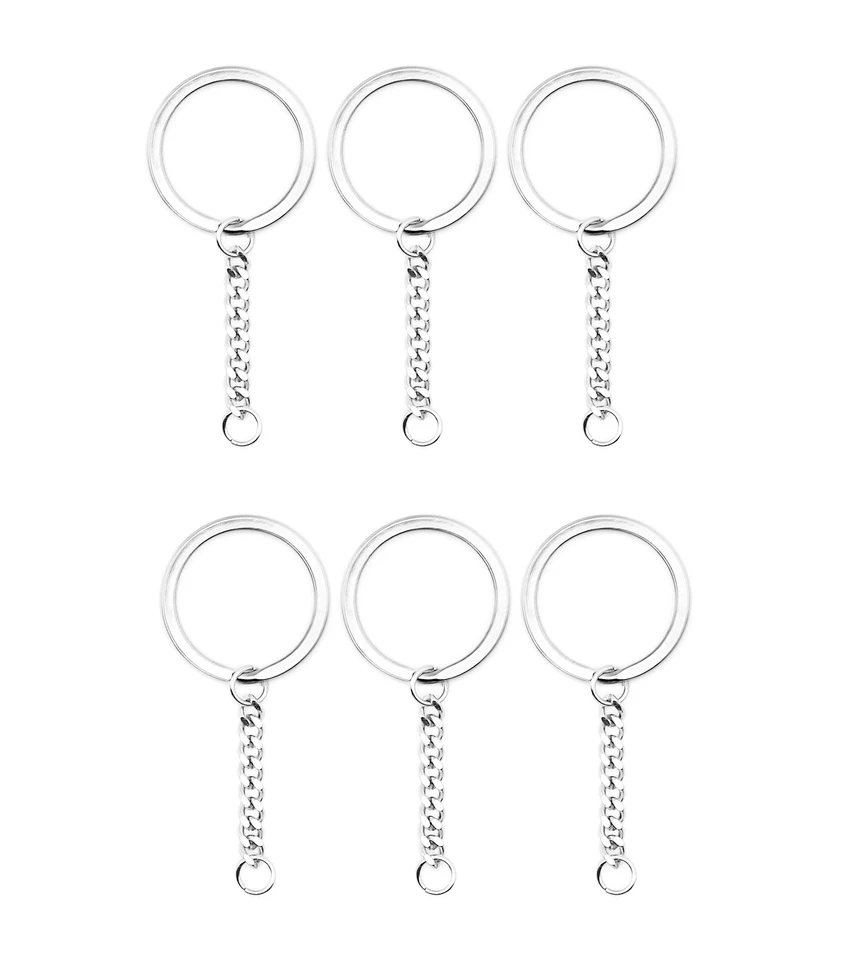 5ks Split Keyrings s reťazovým kovovým reťazovým prstencom Sada Kľúčenka z nehrdzavejúcej ocele s otvoreným prsteňom a konektorom