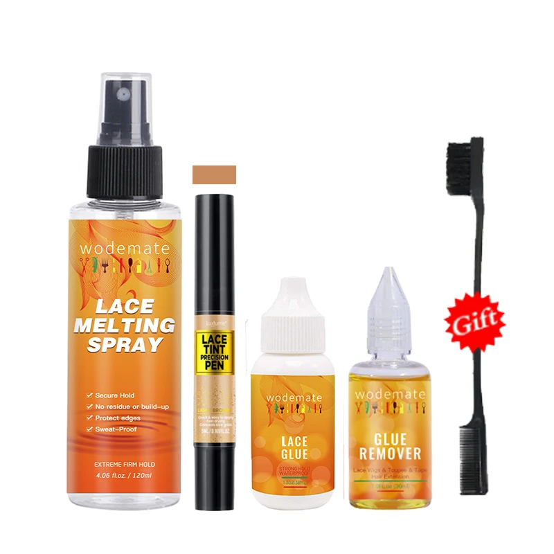 5ks/súprava na parochňu Glue vodotesná čipka Tint Mousse Pen Brown Lace Tint Tint Precision Pen Wig Wig Lace Glue Remover Darca Inštalácia súpravy