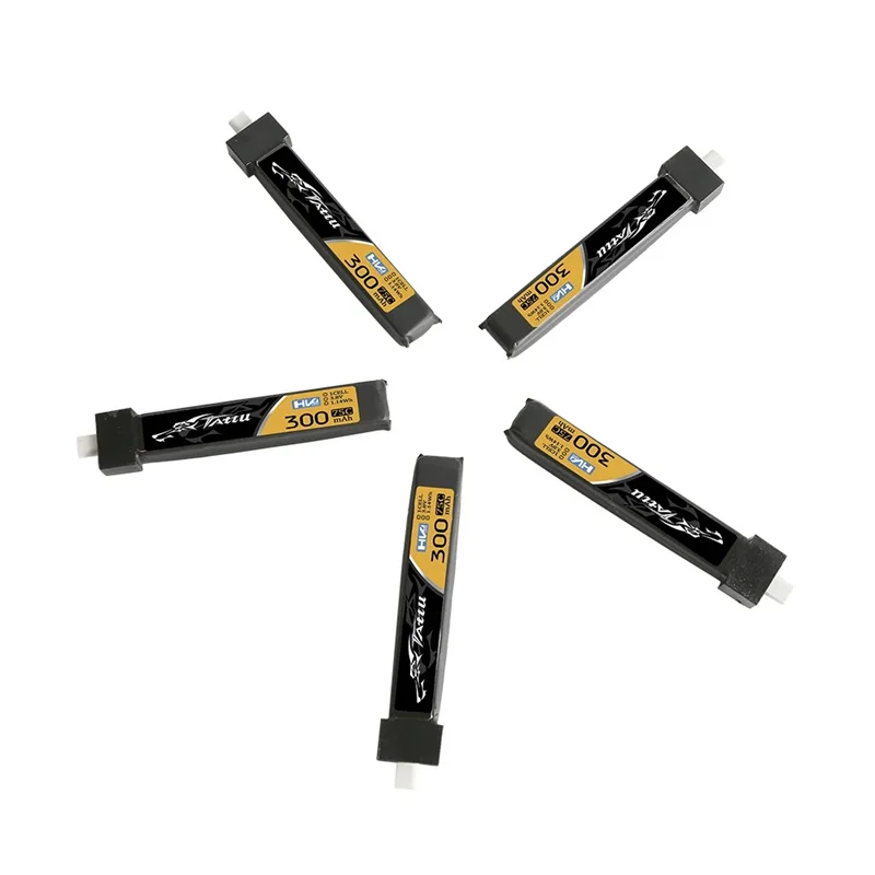 5ks Tattu 1S 300MAH 3,8 V 75C HV 4.35V Lipo Battey s zástrčkou BT2.0 pre konektor BETAFPV Ceuts FPV Kit DRONE FPV BT2.0