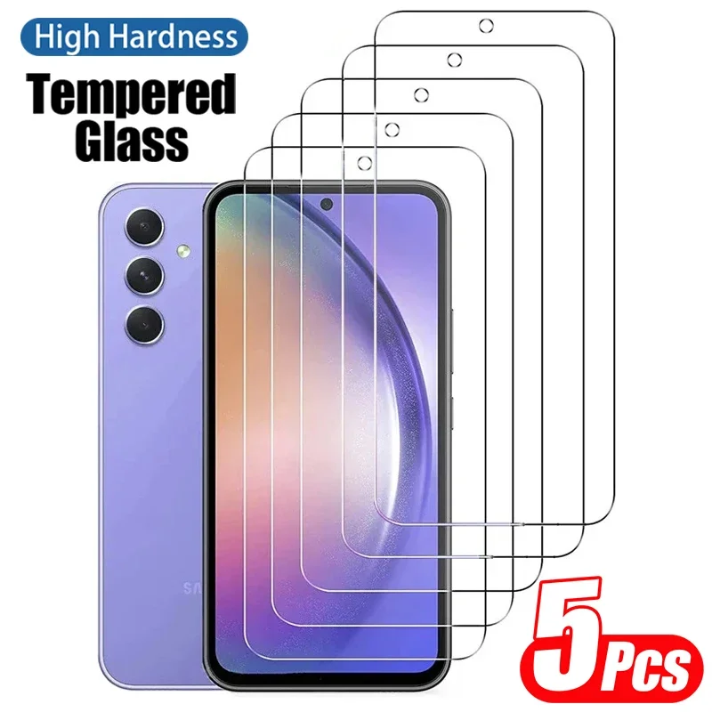 5ks temperovaný sklenený chránič obrazovky pre Samsung Galaxy S20 S21 S23 Fe A51 A52 A53 A54 A55 A33 A73 A13 A14 A15 A15
