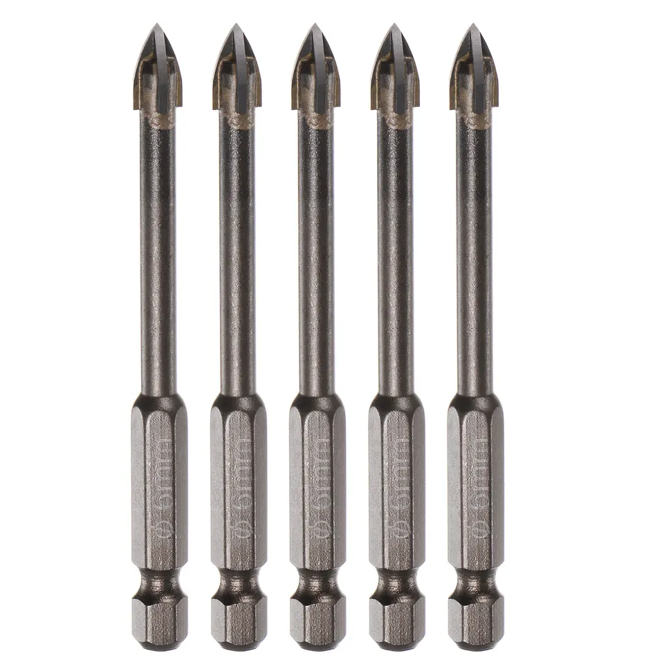 5ks Titanium Masonry Bit Bit 3mm 4 mm 6 mm 7 mm 8 mm 10 mm 12 mm trojuholníka Vŕtačka s hexou drievou