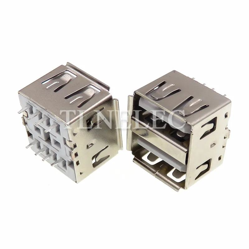 5ks typu A 8 PINS USB 2,0 Dvojitý výstavný konektor 180 stupňov Vertikálna rovná hrana Socket Socket Jack Dip Dip Dip Dip