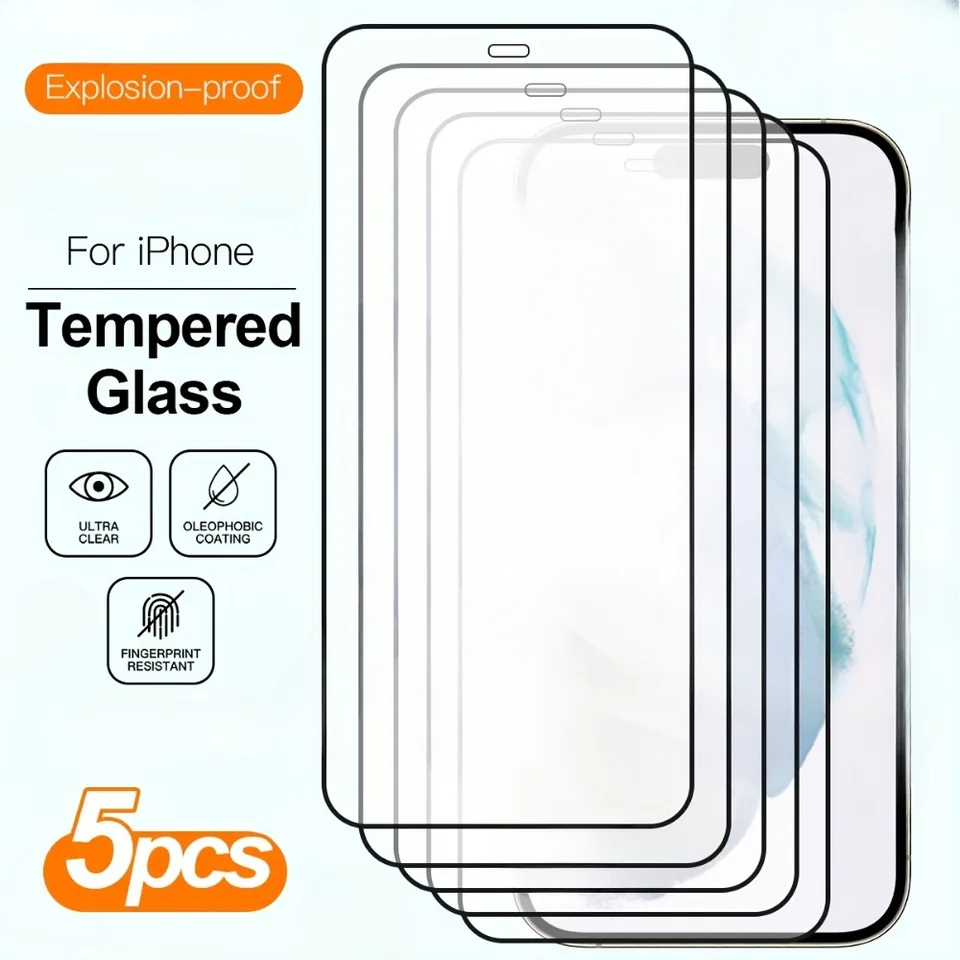 5ks ultra HD temperované sklo pre iPhone 15 16 14 13 Pro Max 12 13 Protect mini obrazovky pre iPhone x xr xs max 16 15 14 plus 7 8