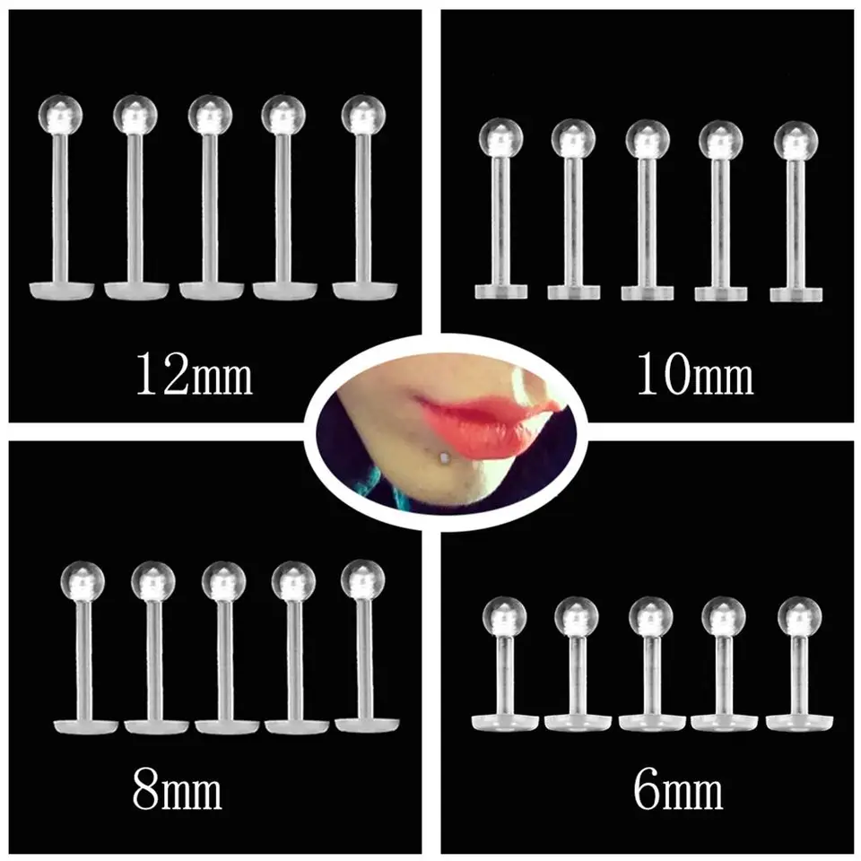5ks unisex číry okrúhly nos ucha piene brada prsteň bar tela piercing šperky dámske mužské pery piercing šperky