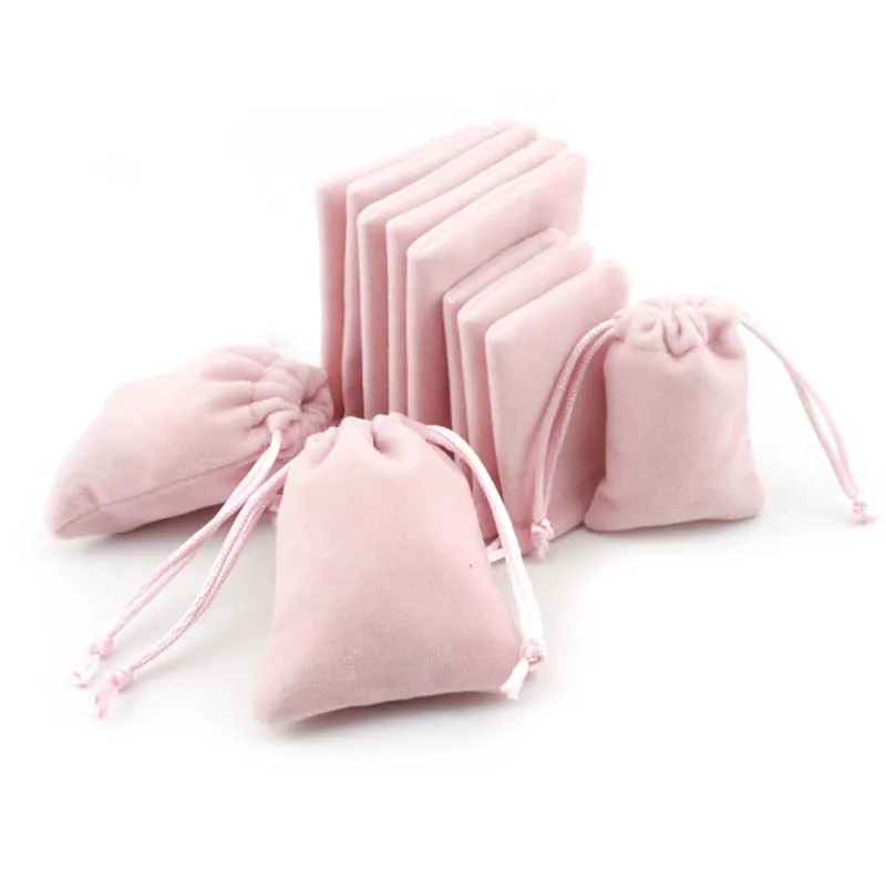 5ks/veľa sladkej ružovej šnúrky Organza Velvet tašky 5x7 7x9 10x12cm Storage Tašky vianočné svadobné darčekové vrecká šperky na šperky