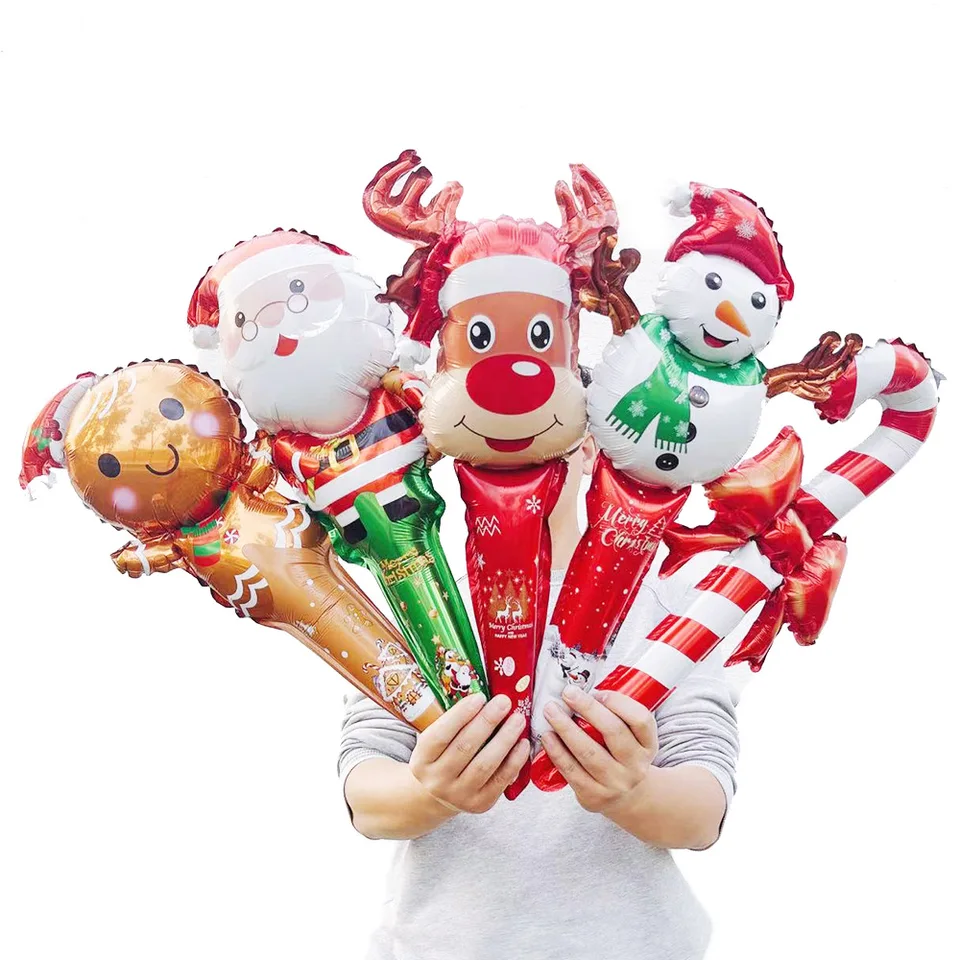 5ks vianočná fóliová balóniky Santa Claus Elk Deer Ginger Man Candy Cane Hliníkové balóny pre chritsmasové party dekorácie balón