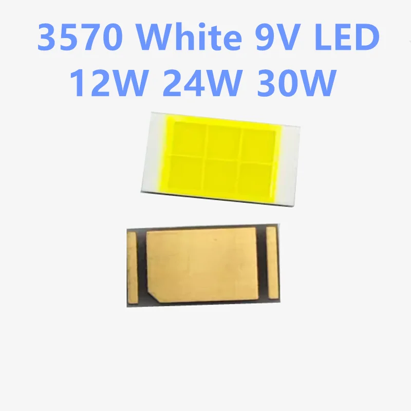 5ks vysokovýkonný 3570 12 W 24W 30 W 9V SMD LED, Super jasne biele svetlo svetlomet DIY Lamps Lamps