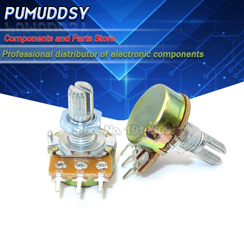 5ks WH148 3PIN B1K B2K B5K B10K B20K B50K B100K B250K B500K B1M Potentiometer 15 mm hriadeľ s matičkami a podložkami