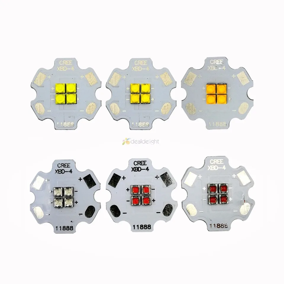 5ks xbd 4chip 4LEDS XB-D 12V Red Blue Green Cool White White White Neutrál biely 12W vysoko výkonný emitor LED na 20 mm Star P -b
