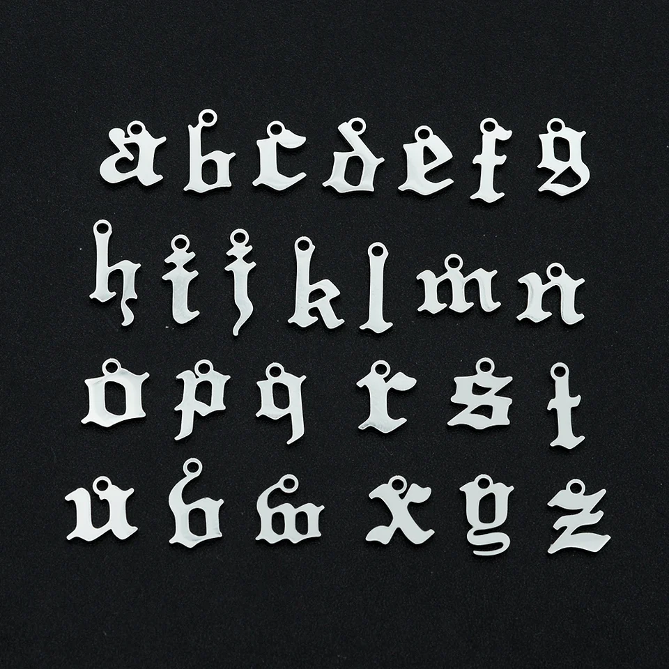 5ks/šarža 316 z nehrdzavejúcej ocele Old English AZ Letter DIY kúzlo prívesok Veľkoobchod OEM OBRADO