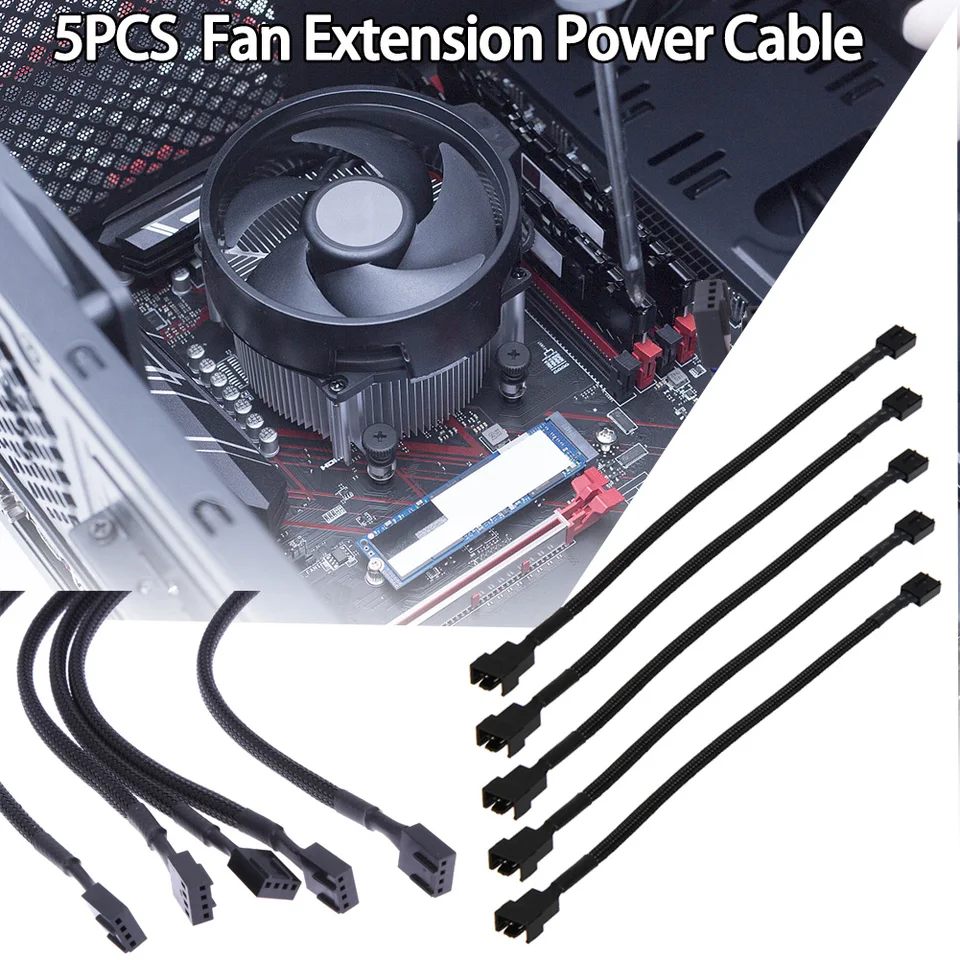 5ks/šarža 4 PIN ventilátor predĺženia napájacieho káblového kábla PWM konektorov pre kompletný chladiaci systém CPU pre ventilátor počítača 26 cm