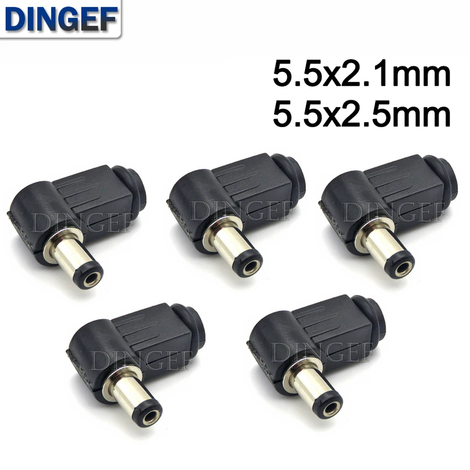 5ks/šarža 5,5 x 2,1 mm DC Zátka 90 stupňov lakte 5,5 x 2,5 mm jednosmerná zástrčka Zostava zváracieho vodiča Typ 5.5*2,1 mm 5.5x2.5mm
