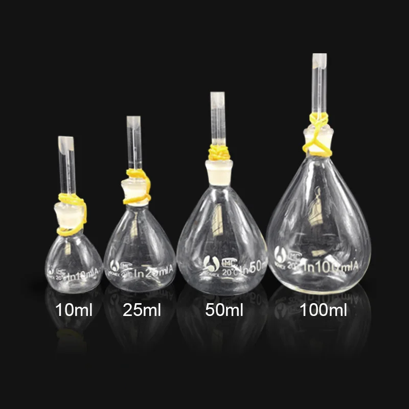 5ks/šarža 5 ml 10 ml 25 ml 50 ml 100 ml sklenené pycnometer Tvar gravitácie fľaša Solid pycnometer laboratórne vybavenie laboratórium skla skla