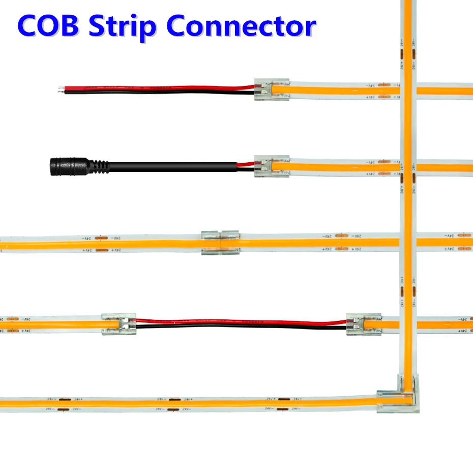 5ks/šarža 5V 12V 24V COB LED Strip Connector 2pin 3pin 4pin 5 mm 8 mm 10 mm rýchle konektory predlžovacie drôty Zváranie bezplatného zvárania
