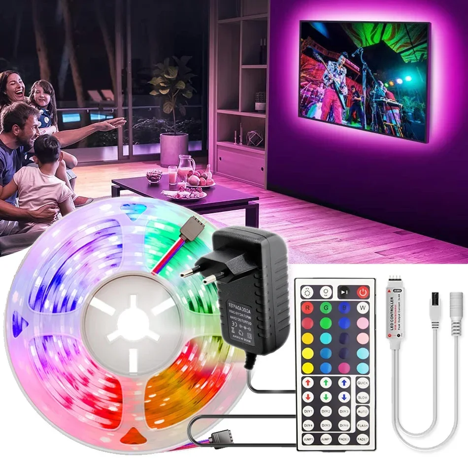 5M-20M Bluetooth LED pásik 5050 2835 IP20 RGB Strip LED LED LED Flexibilný pásik Ribbon DC 12V RGB Diode Tape IR Adaptér ovládača IR