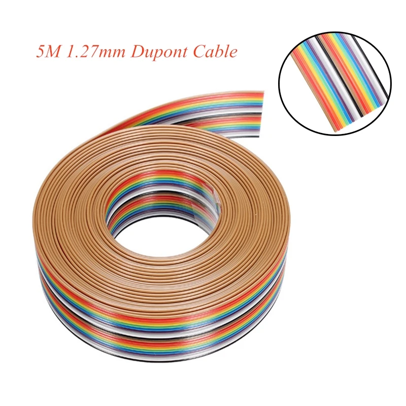 5m 20pin plochý kábel 1,27 mm tónový dupont linky káble pre 2,54 mm FC IDC konektory drôtu