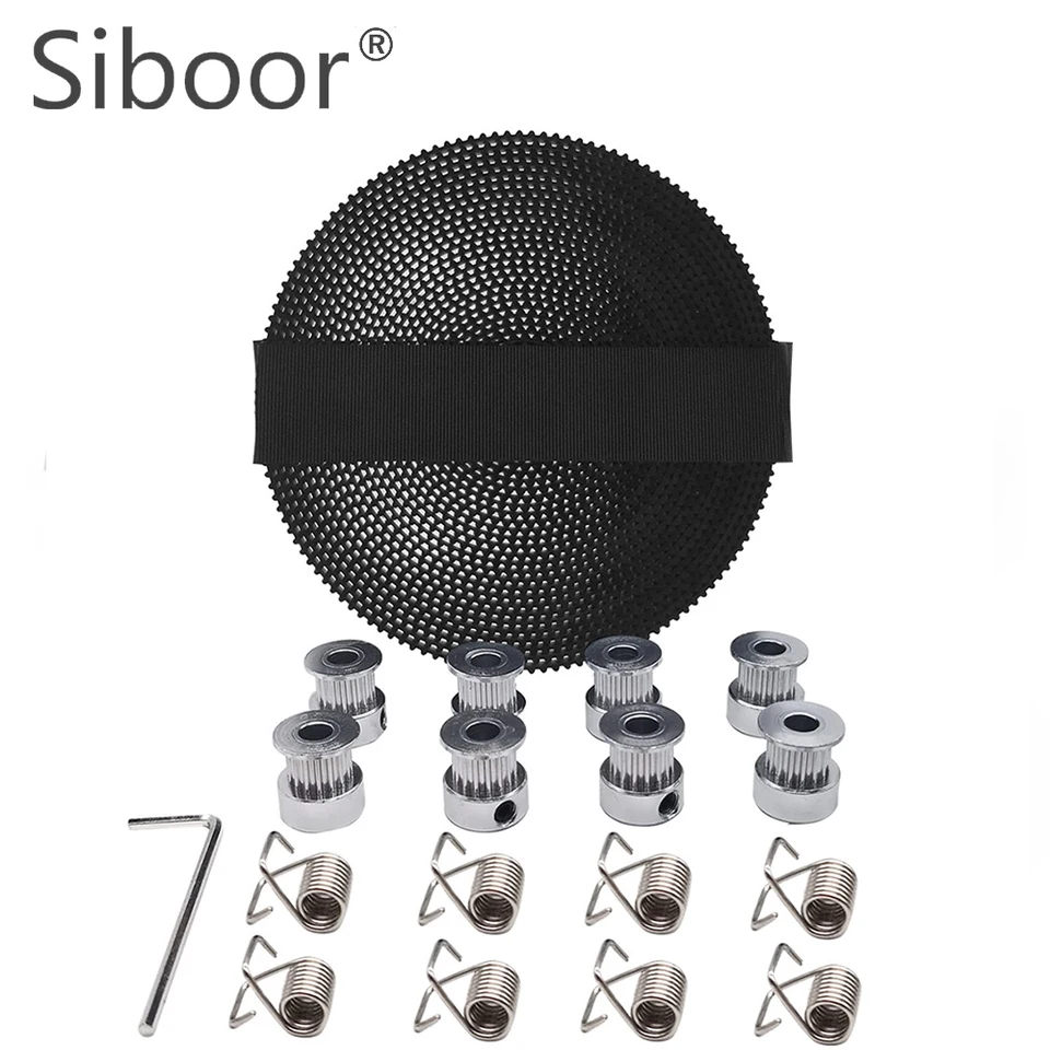 5m GT2 Časový pás 6 mm široký+8ks napínací pružinový pružina s allenovým kľúčom+8ks 20 zubov 5 mm otvor kladky pre 3D diely CNC