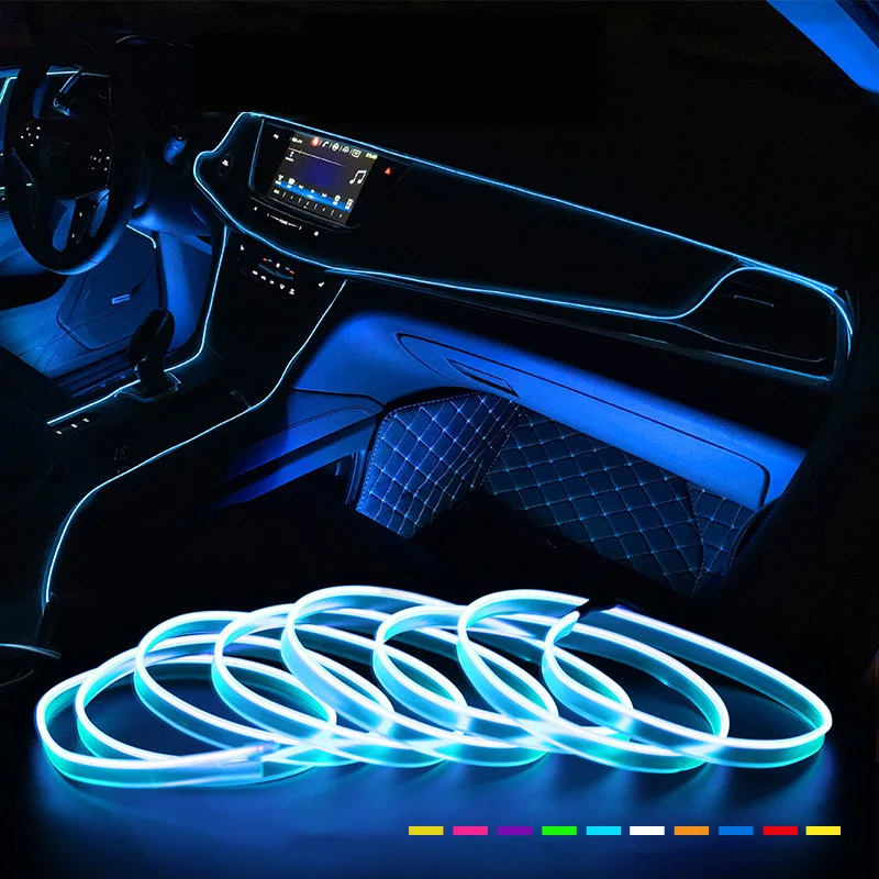 5m LED auta Interiér dekorácie Svetlo USB Drive Light Lamp EL KLING NEON NEON PRE AUTO DIY Flexibilné okolité osvetlenie