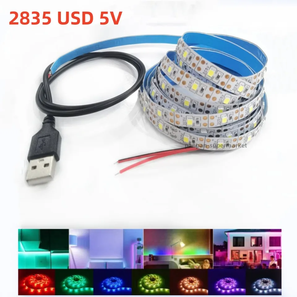 5m USB LED pásma LIGHT 5V 2835 1 meter 5 metrov teplá chladná biela ružová zelená modrá červená červená SMD stuha stropná skrinka Svetlo vodotesná