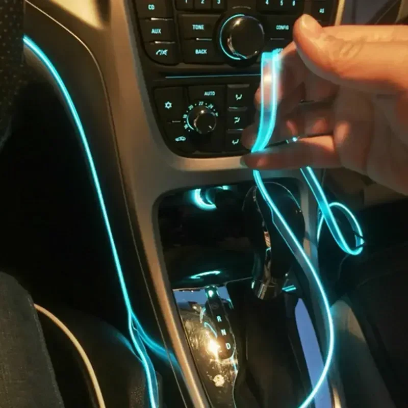 5M Vnútorná atmosféra LED pásma LED dióda 5V DIY Flexibilná trubica na studenú svetlú linku s automatickou dekoráciou USB Auto dekorácie Light Light