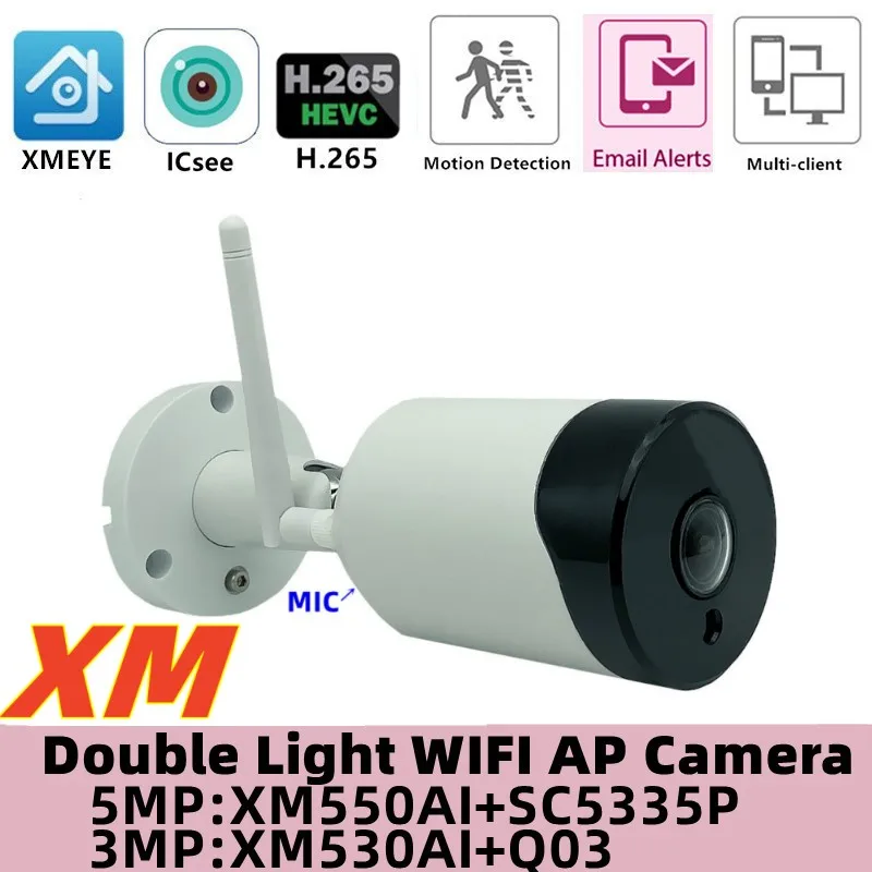5MP 3MP Panorama Fisheye WiFi Wireless IP Bullet Camera XM550+SC5335P 2592*1944 XM530+F37 1080p Outdoor IP66 IRC 128 SD Card AP AP