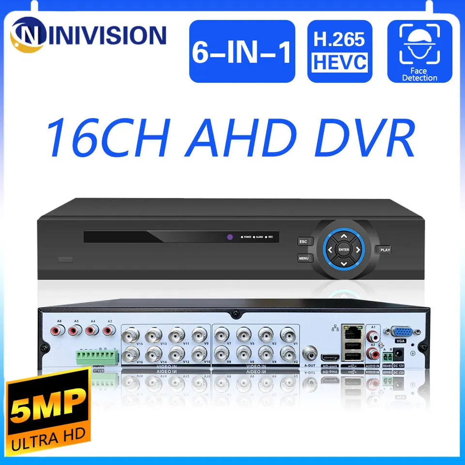 5MP AHD 16 Channel AHD DVR NVR Hybrid 6 v 1 Video rekordér pre 5MP 1080p TVI CVI CVBS AHD IP CCTV Security Camera s 4TB HDD