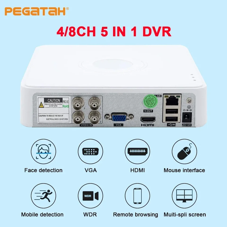 5MP HD 4/8 kanála CCTV AHD DVR AHD-N Hybrid 1080p DVR 5 IN1 Video rekordér pre AHD TVI CVI CVBS Analog Camera IP Camera