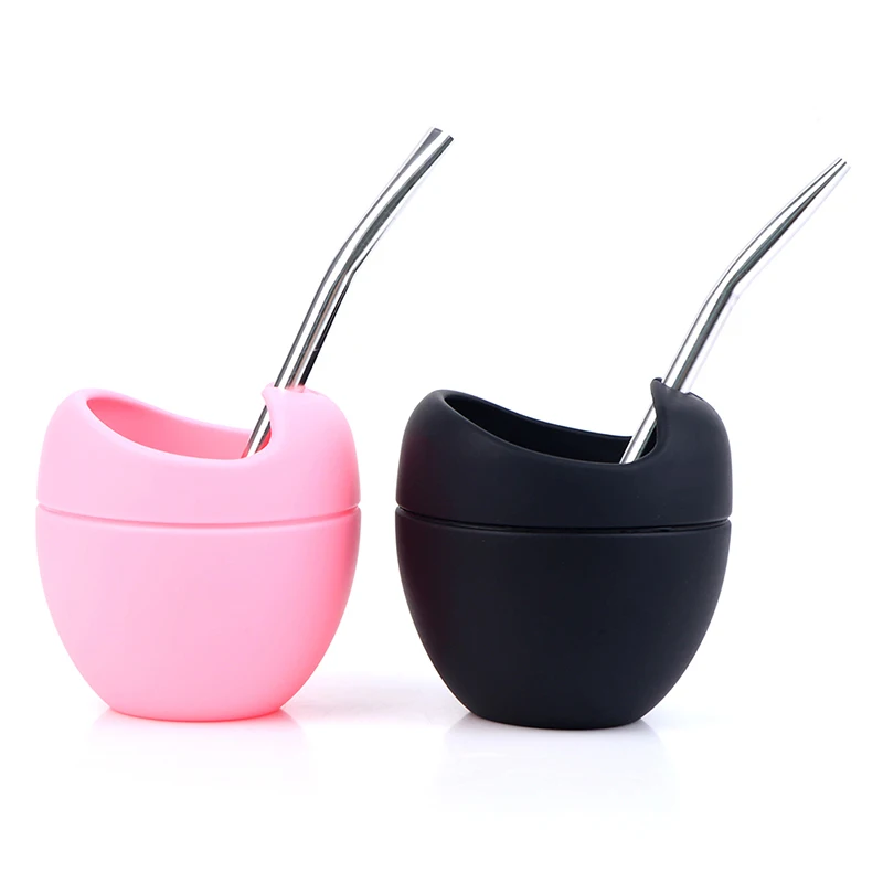 5oz kremík Yerba Mate Cup Kalebas Met Bombilla Stro bpa gratis 5oz Silikónové bombilly yerba mate cup set