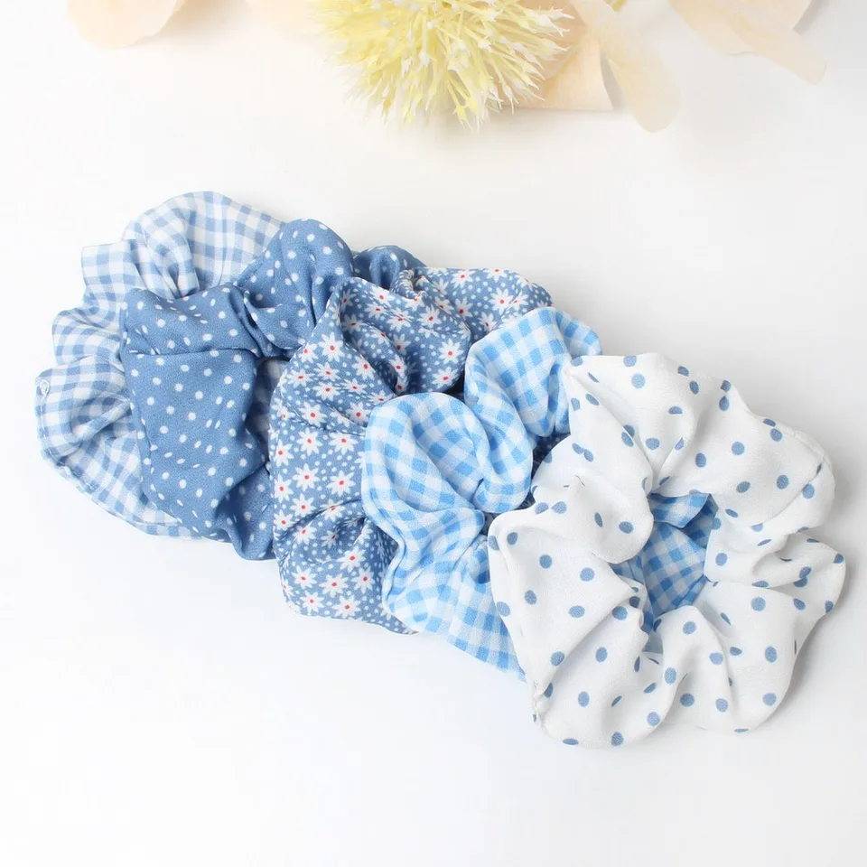 5pack vlasy Scrunchies Nastavte módu jednoduché základné elastické vlasové pásky