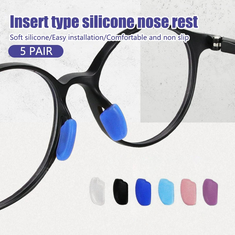 5pair Color Anti-Slip Silikone Nose vankúšiky pre okuliare okuliare Ráme Plug-in nosové podložky