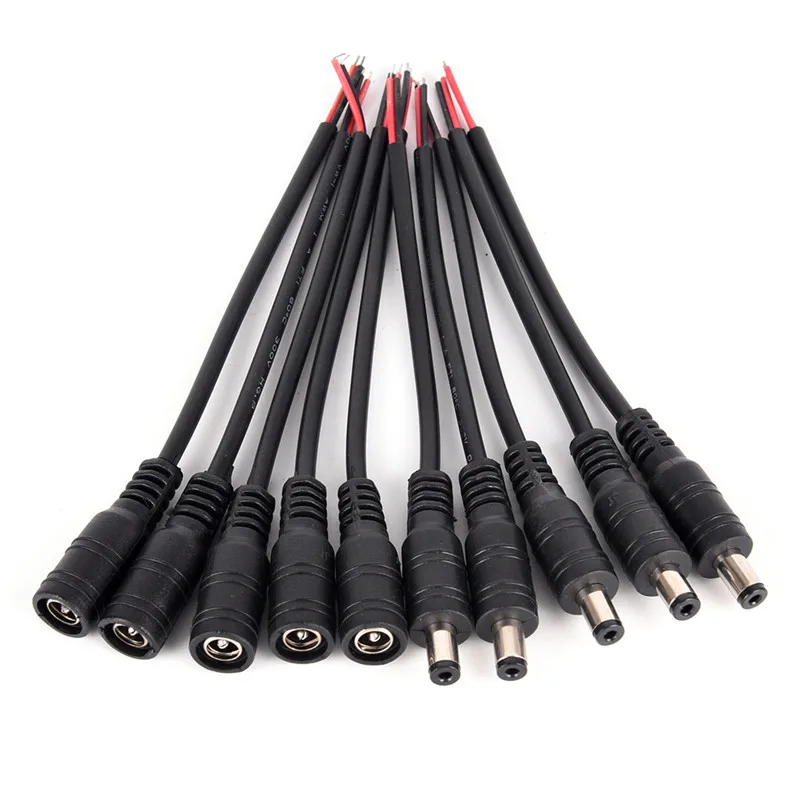 5pair/šarža Bezpečnostný medený drôt 12V Muž + ženská jednosmerná zásuvka konektorový káblový drôt konektora 5.5*2,1 mm