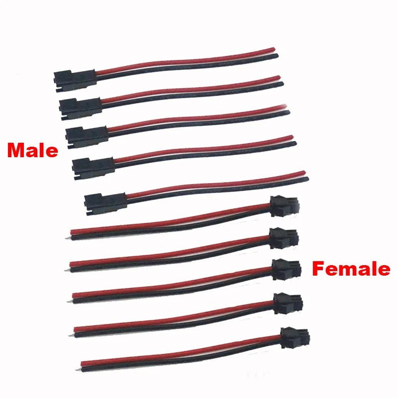 5pairs/10ks 10 cm 12cm 15 cm dlhé jst sm 2pins plug k samému samostatnému drôtovému konektorovému kábel