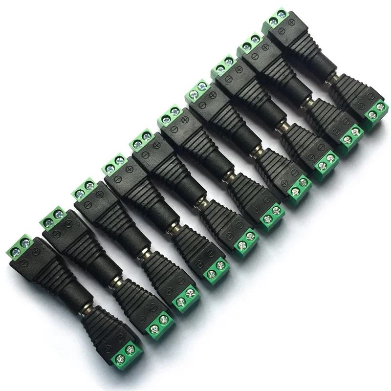 5Pairské konektory s ženami a mužskými jednosmernými konektormi 2.1x5,5 mm konektor konektorov adaptéra konektorov pre kameru CCTV s farebnou farbou signálu LED pásik