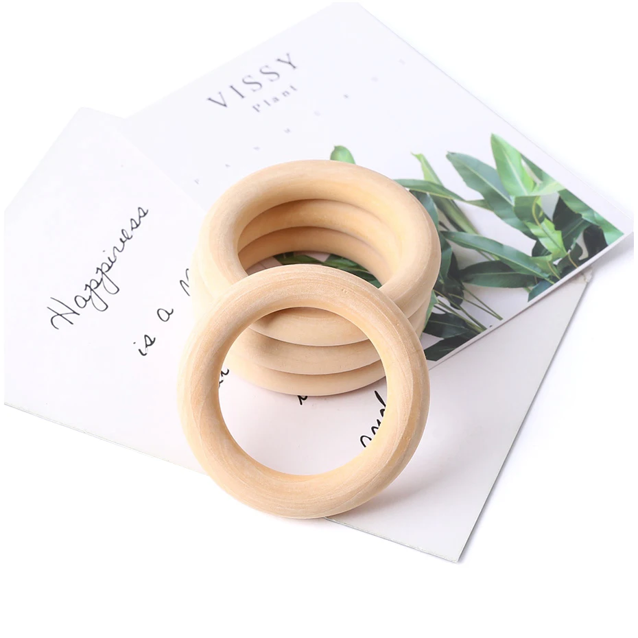 5pc 70 mm prírodné detské drevené zubné prstene Rings Drevené detské zuby detské doplnky pre deti pre deti remeselnícke remeslá Deti