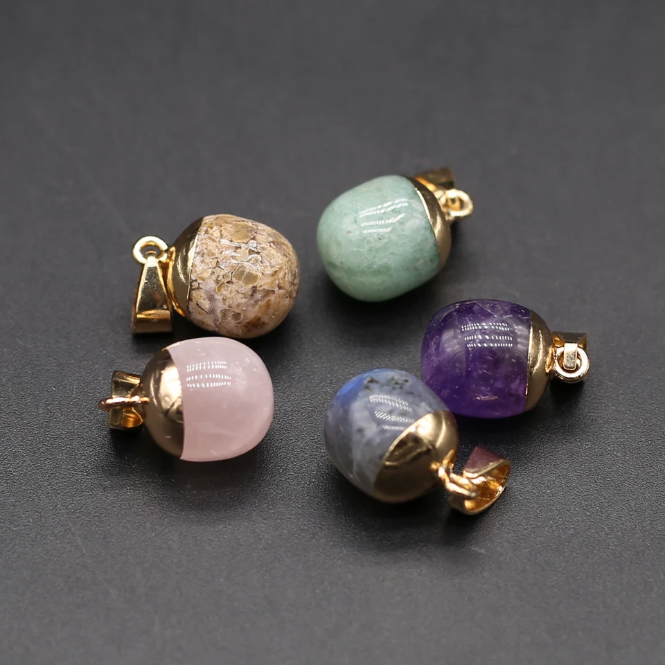 5pc prírodný kameň Ametyst Rose Quartz Round Water Drend Pendant pre šperky tvorby náhrdelníkov
