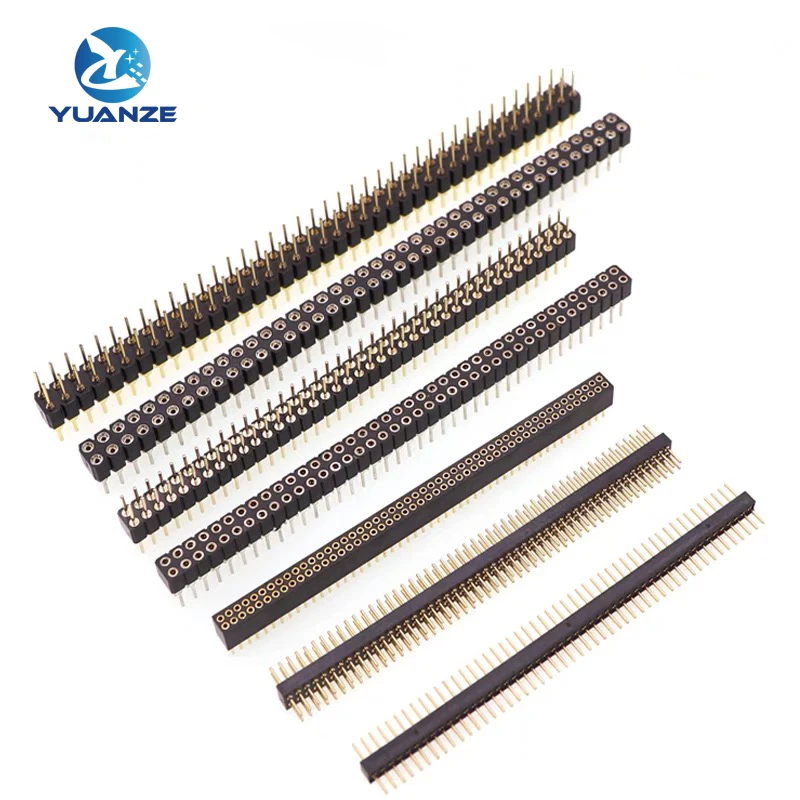 5pcs 1x40p 2x40 2,54 mm 2,0 mm okrúhle diera Cín Zlato Samica ihla Single Row 0,1 